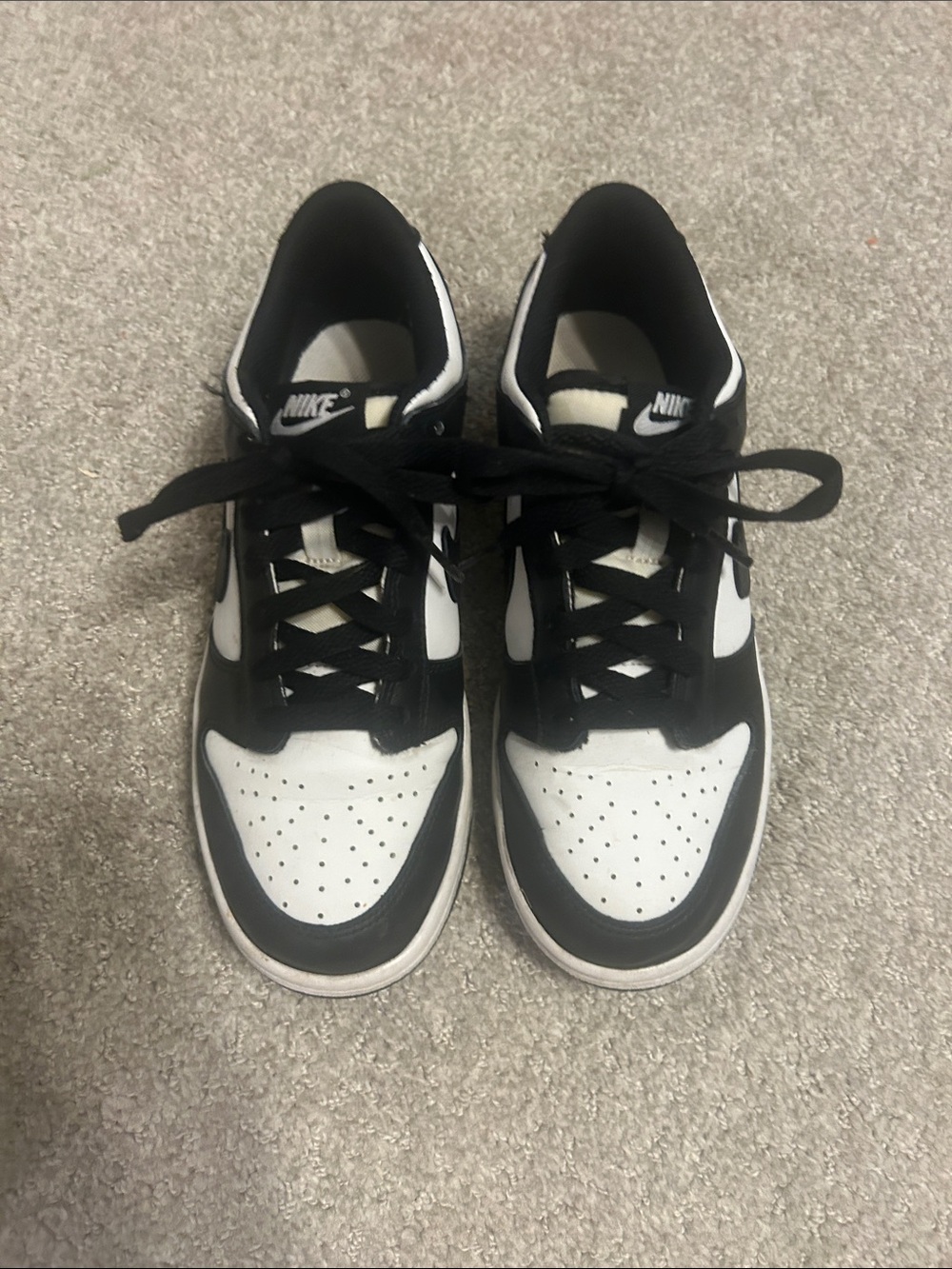 Nike Kids’ Dunk Low Black and White Sneakers - Two-Tone Design
